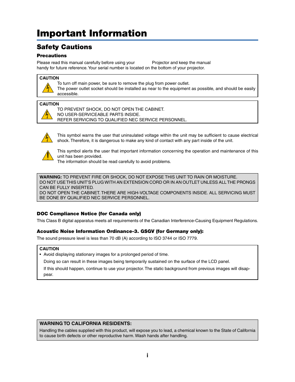 Important information, Safety cautions | Dukane 8070 User Manual | Page 3 / 82