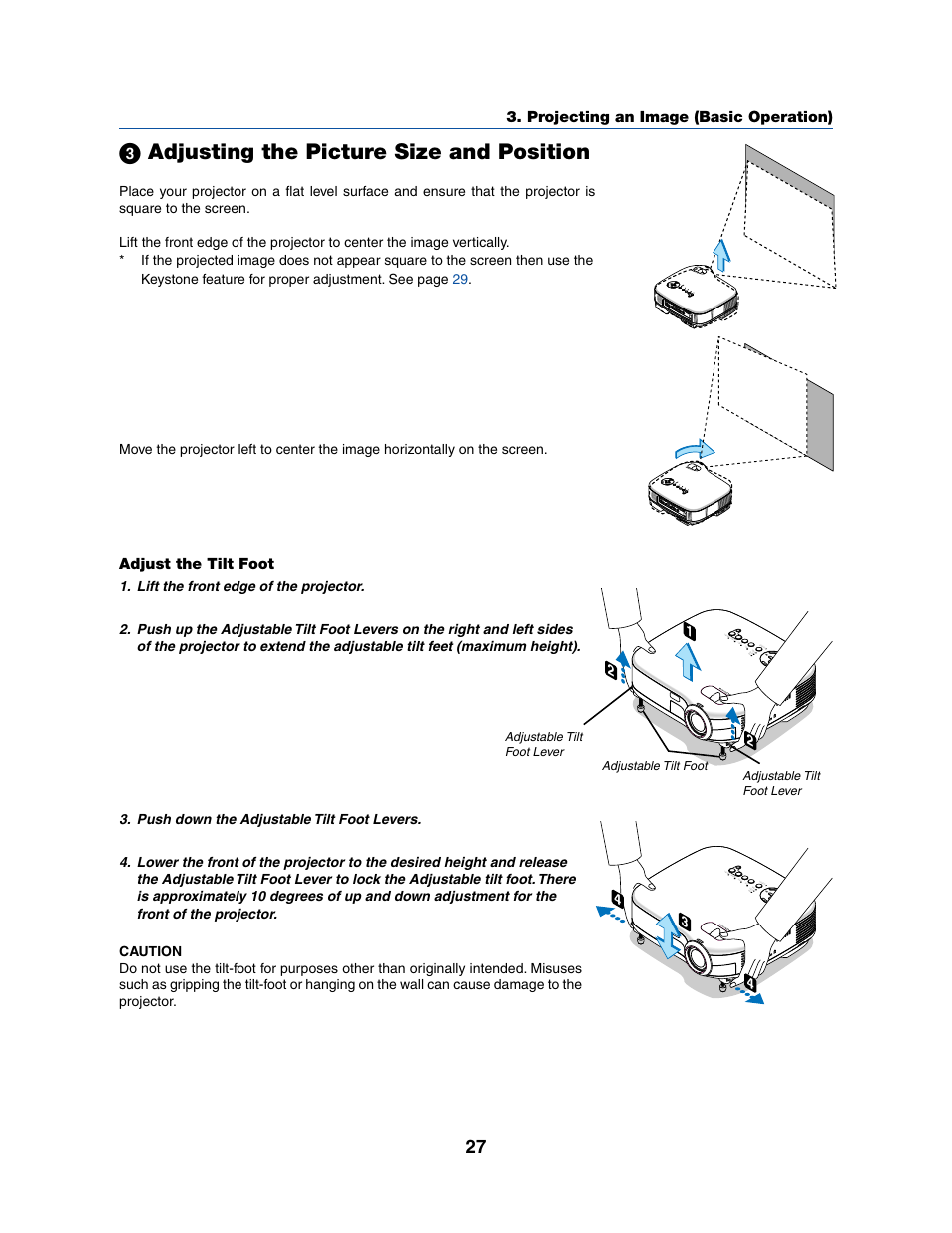 ᕣ adjusting the picture size and position | Dukane 8070 User Manual | Page 35 / 82