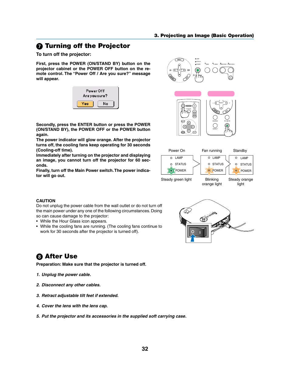 ᕧ turning off the projector, ᕨ after use | Dukane 8070 User Manual | Page 40 / 82