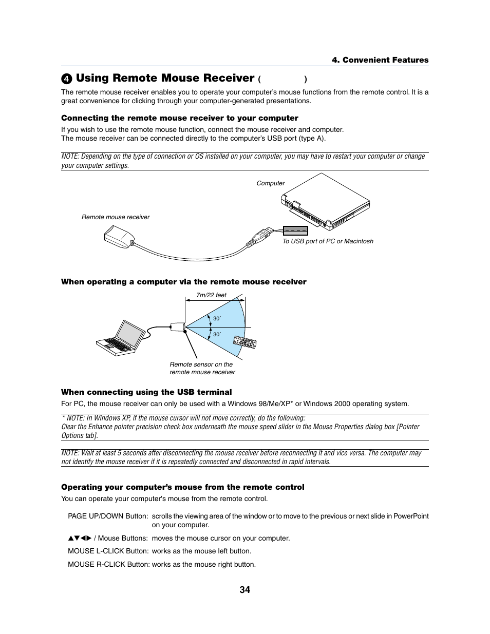 ᕤ using remote mouse receiver | Dukane 8070 User Manual | Page 42 / 82