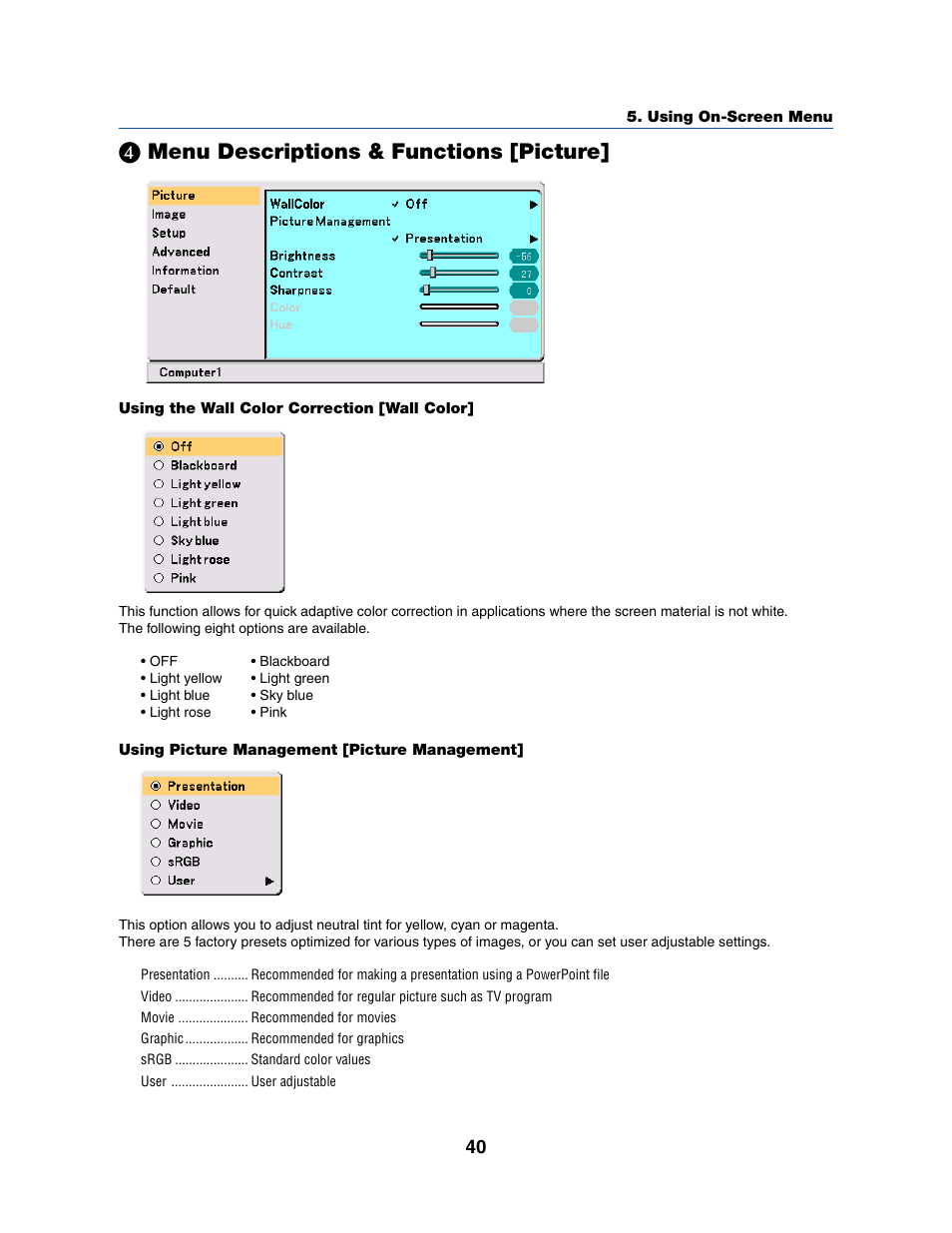 Menu descriptions & functions [picture | Dukane 8070 User Manual | Page 48 / 82