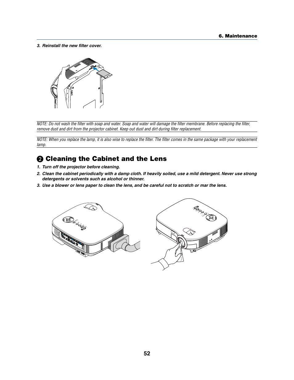Cleaning the cabinet and the lens | Dukane 8070 User Manual | Page 60 / 82