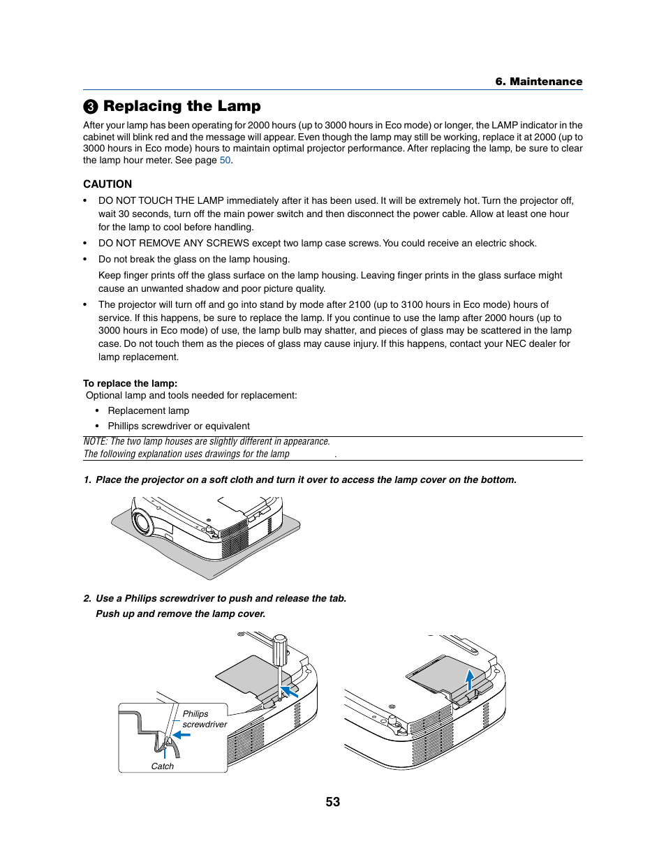 Replacing the lamp | Dukane 8070 User Manual | Page 61 / 82