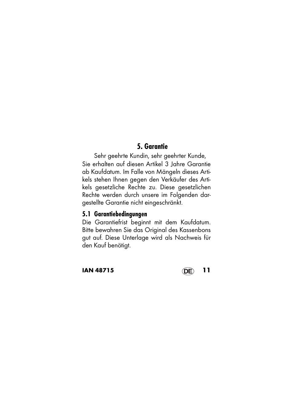 Garantie, Sehr geehrte kundin, sehr geehrter kunde, 1 garantiebedingungen | Ernesto IAN 48715 User Manual | Page 11 / 84