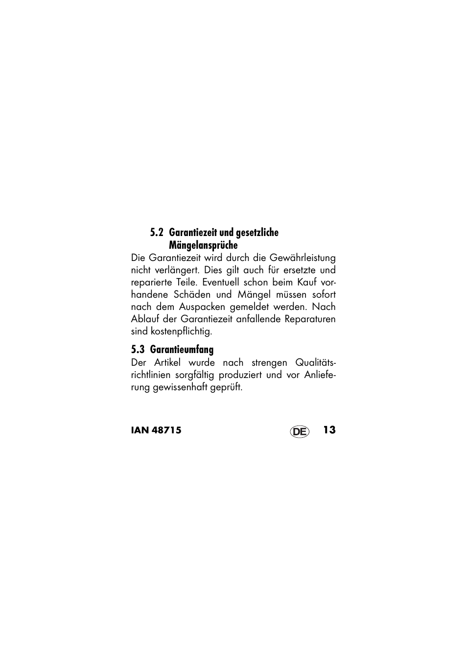 2 garantiezeit und gesetzliche mängelansprüche, 3 garantieumfang | Ernesto IAN 48715 User Manual | Page 13 / 84