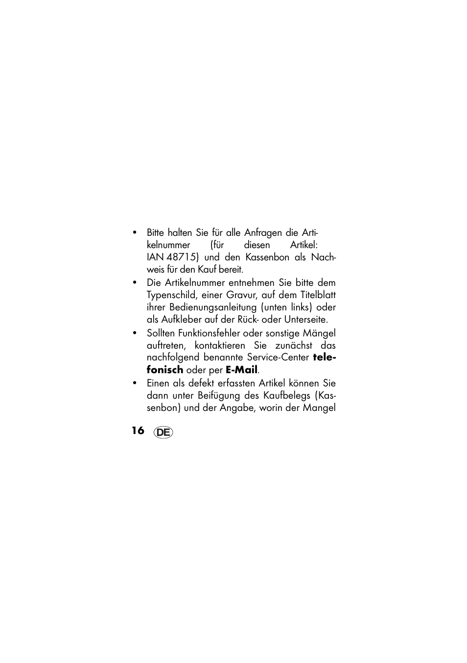 Ernesto IAN 48715 User Manual | Page 16 / 84