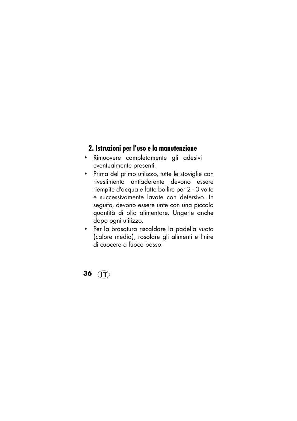 Istruzioni per l'uso e la manutenzione | Ernesto IAN 48715 User Manual | Page 36 / 84