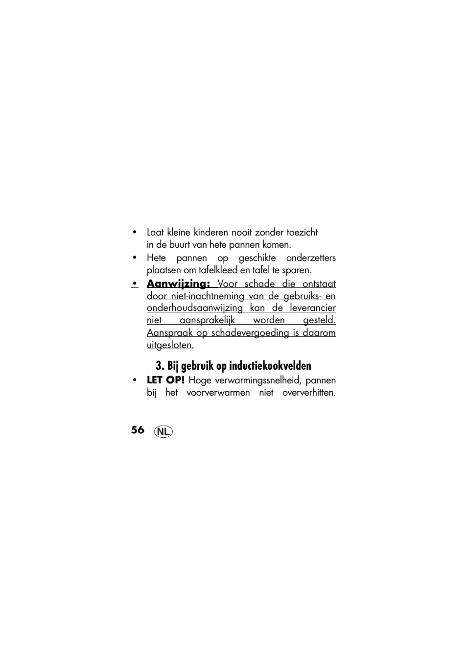 Bij gebruik op inductiekookvelden | Ernesto IAN 48715 User Manual | Page 56 / 84