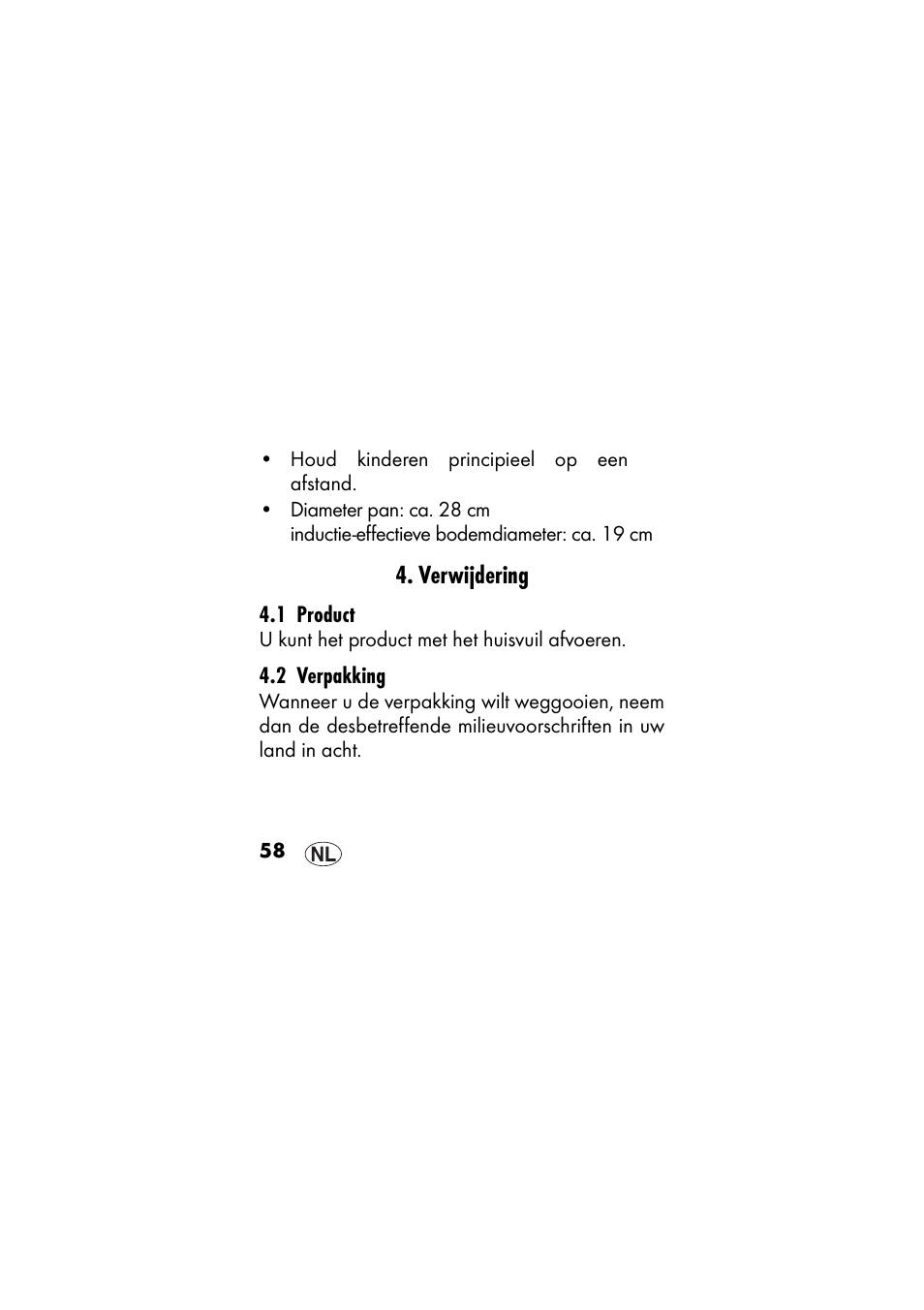 Verwijdering, 1 product, 2 verpakking | Ernesto IAN 48715 User Manual | Page 58 / 84