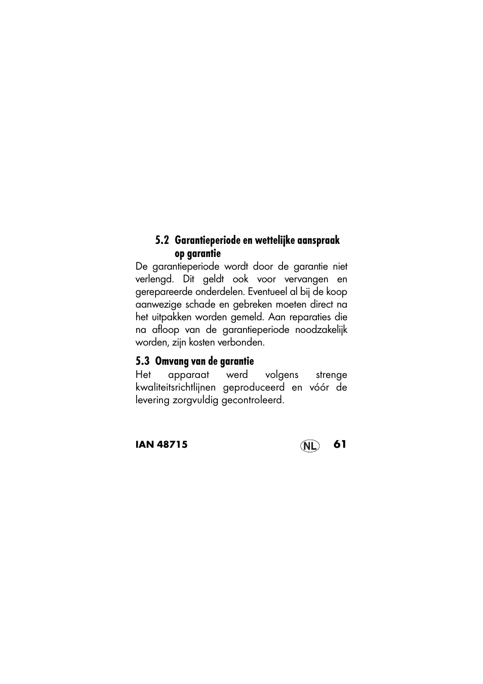 3 omvang van de garantie | Ernesto IAN 48715 User Manual | Page 61 / 84