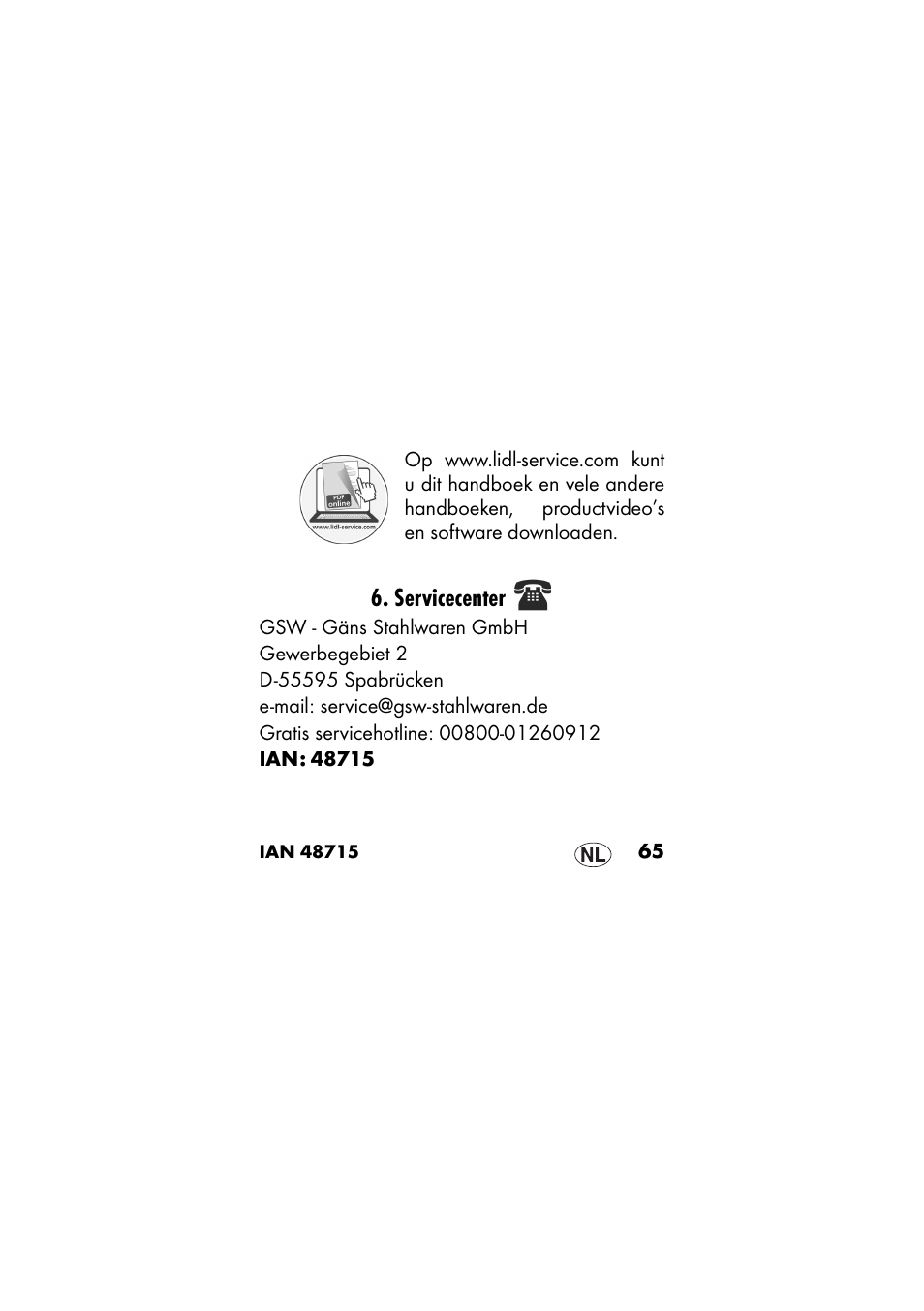 Servicecenter | Ernesto IAN 48715 User Manual | Page 65 / 84