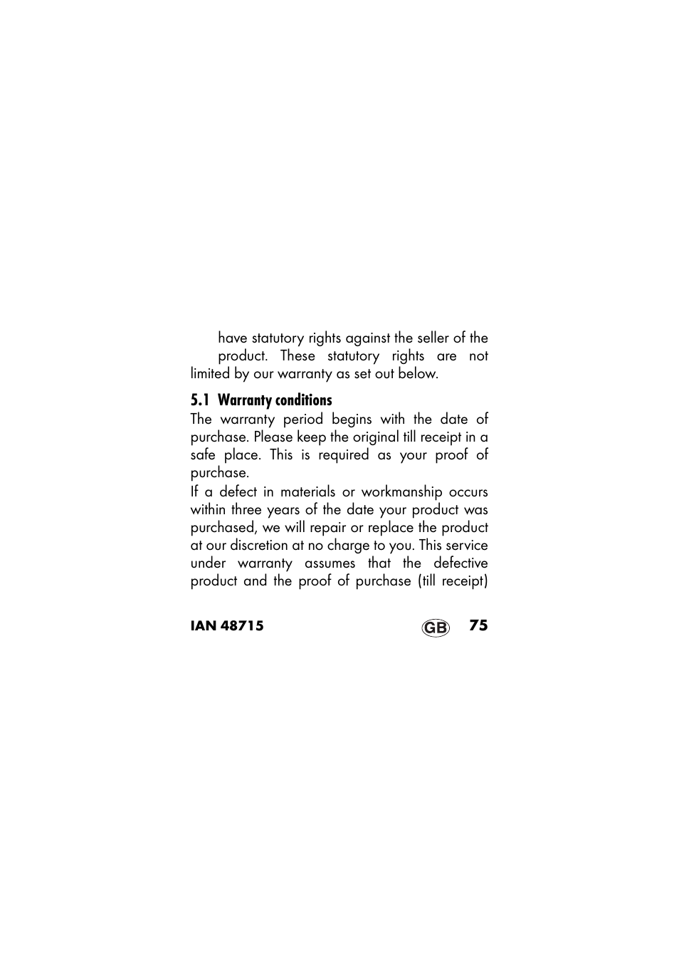 1 warranty conditions | Ernesto IAN 48715 User Manual | Page 75 / 84
