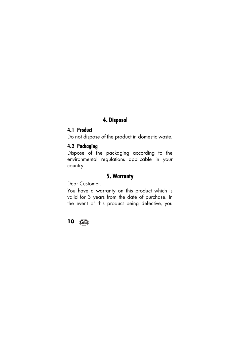 Disposal, 1 product, 2 packaging | Warranty | Ernesto 409568 User Manual | Page 10 / 112