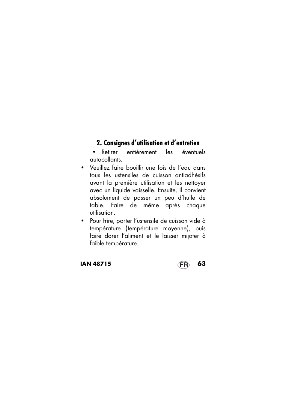 Consignes d’utilisation et d’entretien | Ernesto 409568 User Manual | Page 63 / 112