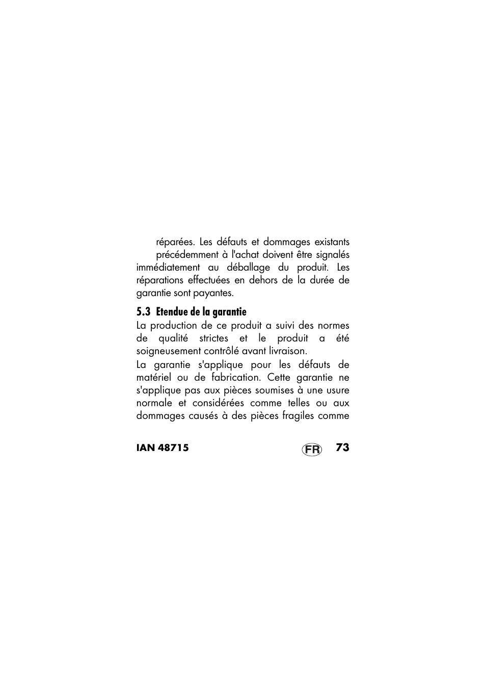 3 etendue de la garantie | Ernesto 409568 User Manual | Page 73 / 112