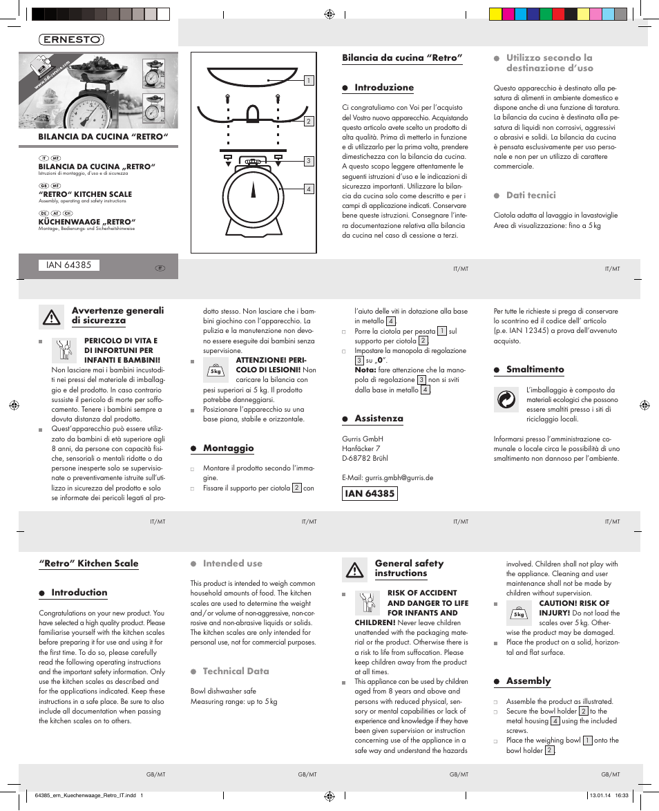Ernesto Retro User Manual | 2 pages