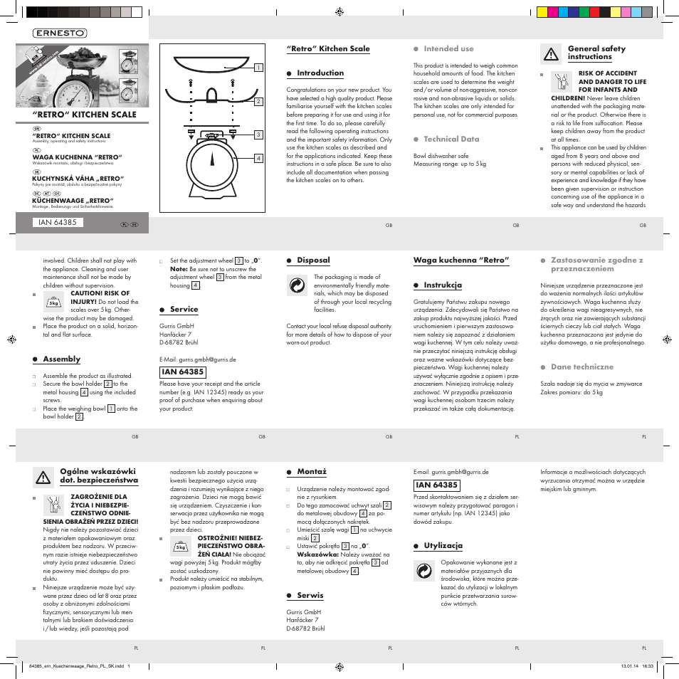 Ernesto Retro User Manual | 2 pages