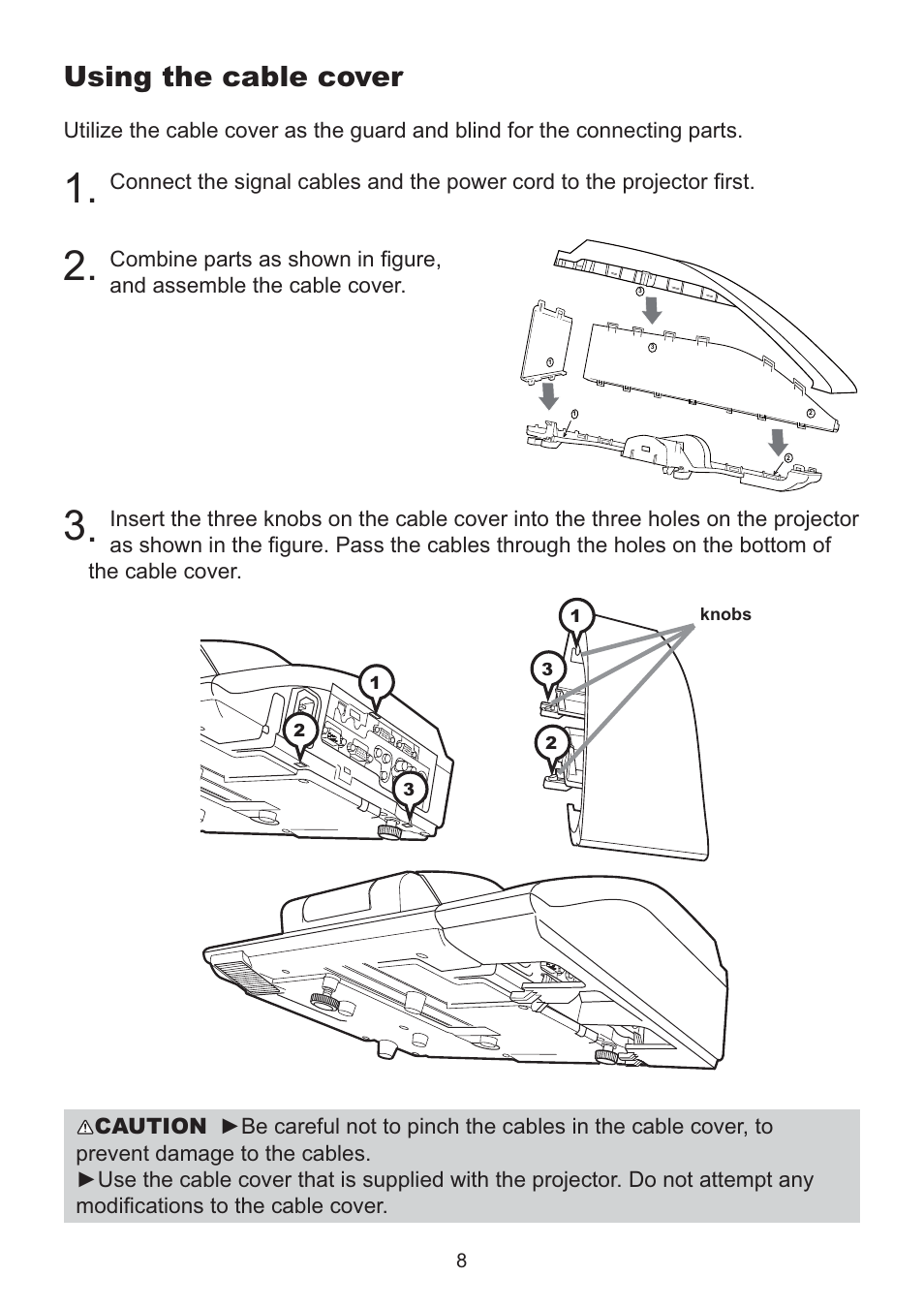 Using the cable cover | Dukane Data Video LCD - Interactive WXGA UST Projector 8107HWI User Manual | Page 10 / 28