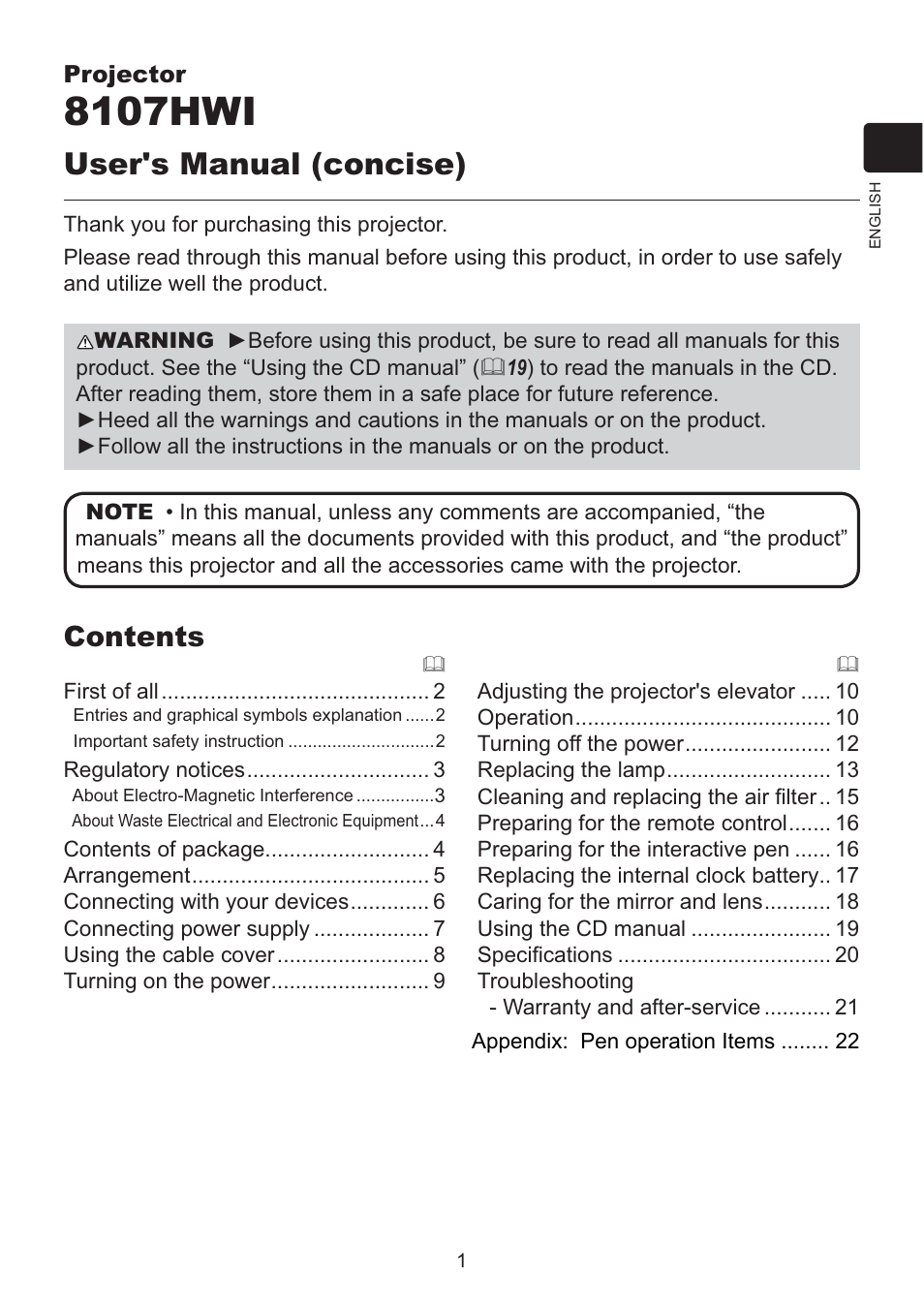 Dukane Data Video LCD - Interactive WXGA UST Projector 8107HWI User Manual | Page 3 / 28