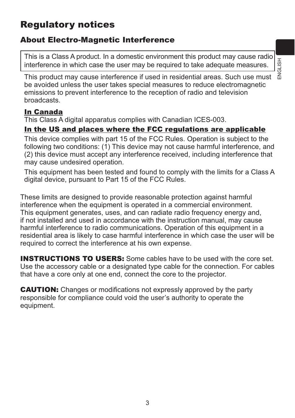 Regulatory notices | Dukane Data Video LCD - Interactive WXGA UST Projector 8107HWI User Manual | Page 5 / 28