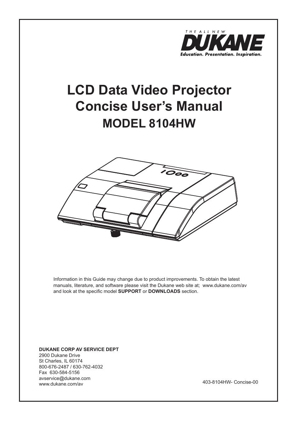 Dukane LCD Data Video Projector 8104HW User Manual | 24 pages