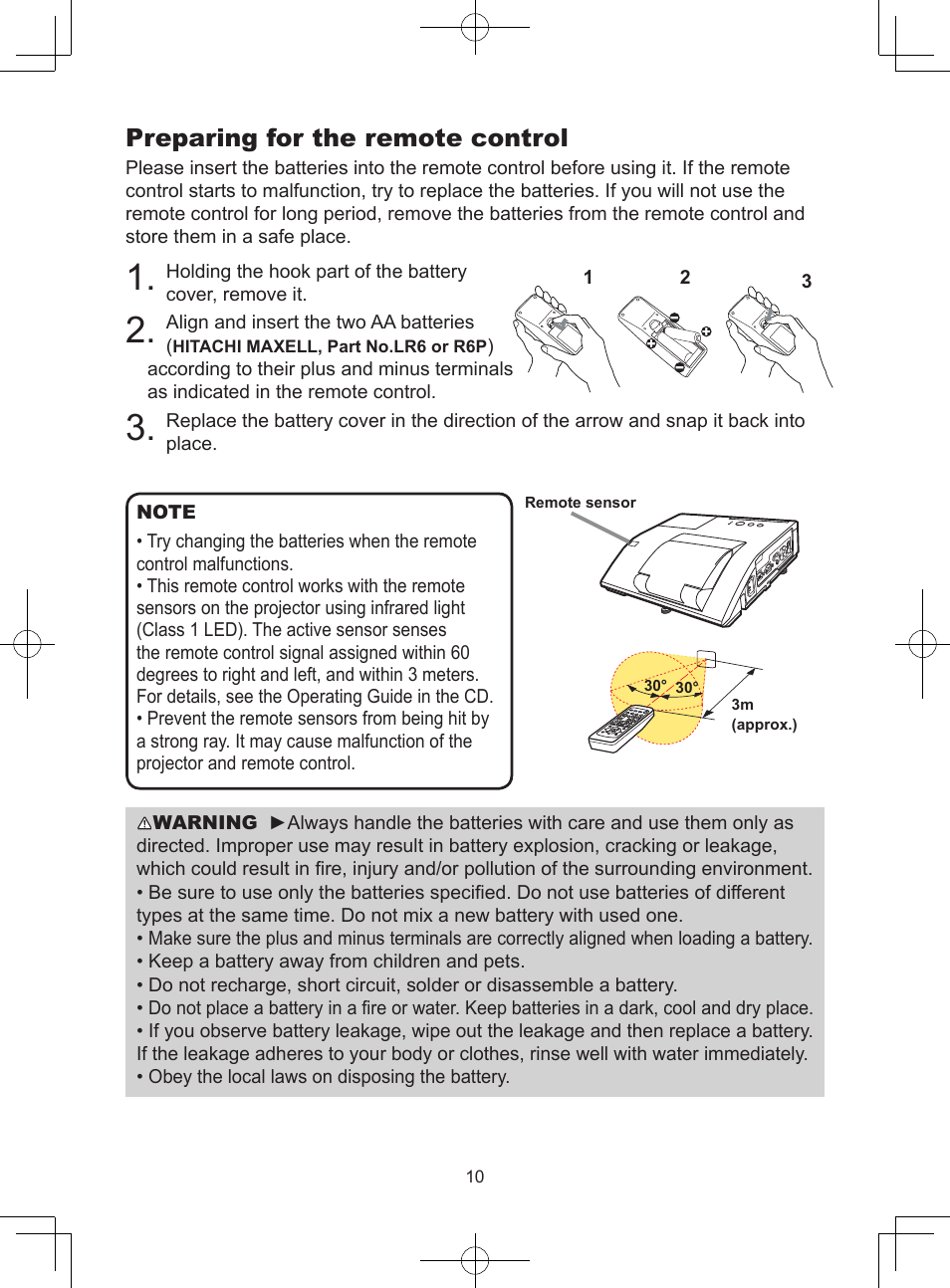 Preparing for the remote control | Dukane LCD Data Video Projector 8104HW User Manual | Page 12 / 24