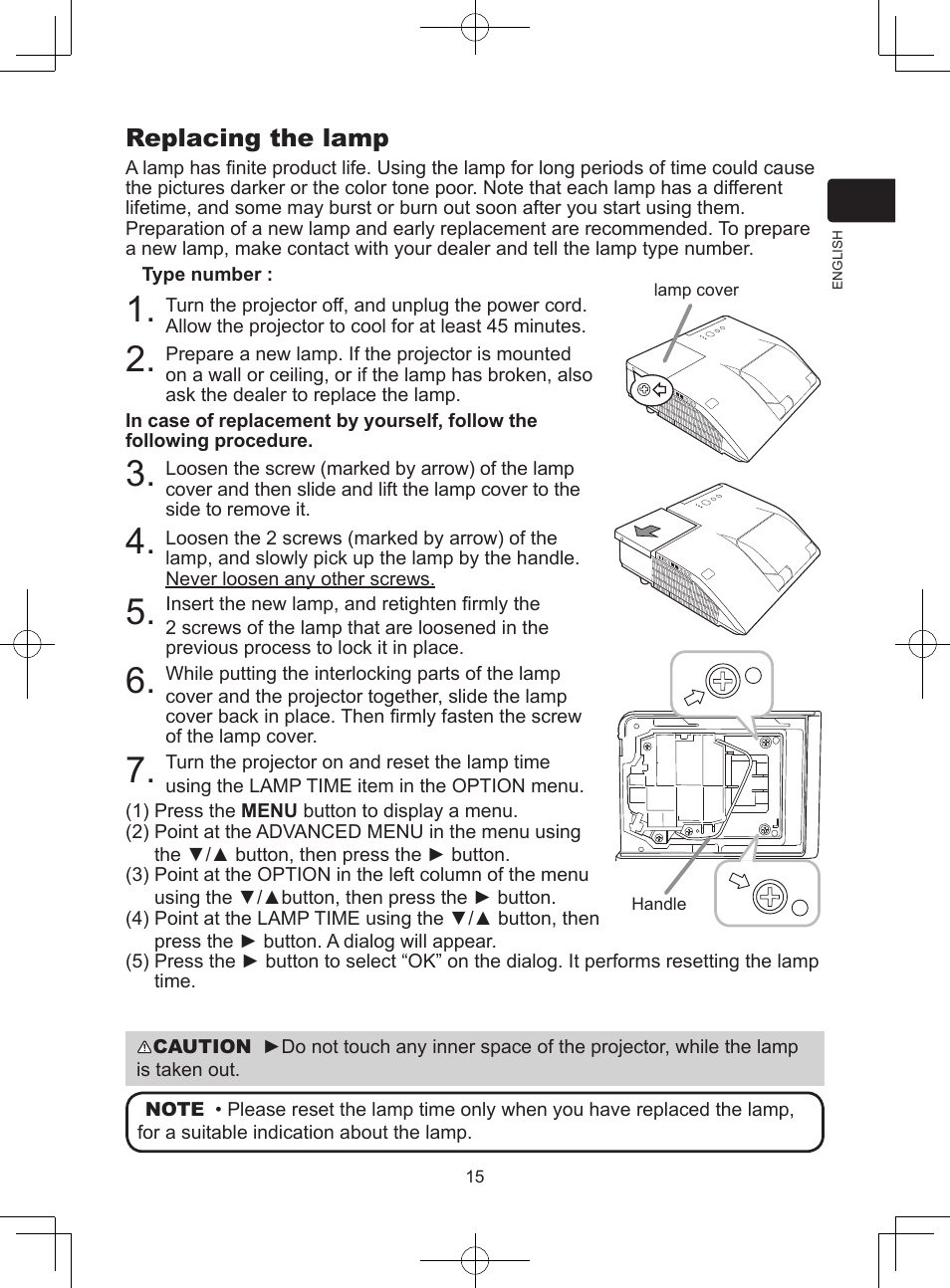 Replacing the lamp | Dukane LCD Data Video Projector 8104HW User Manual | Page 17 / 24