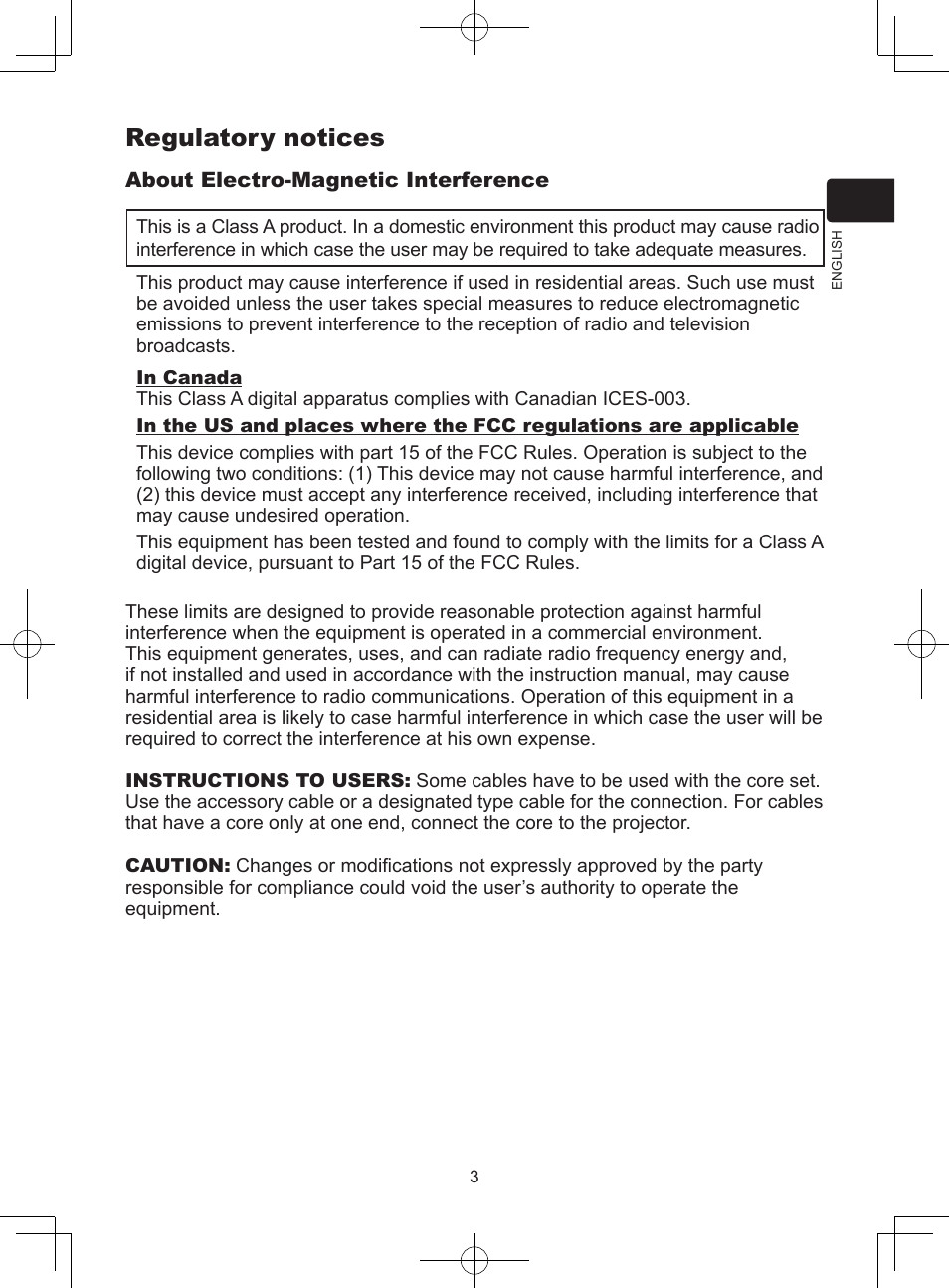 Regulatory notices | Dukane LCD Data Video Projector 8104HW User Manual | Page 5 / 24