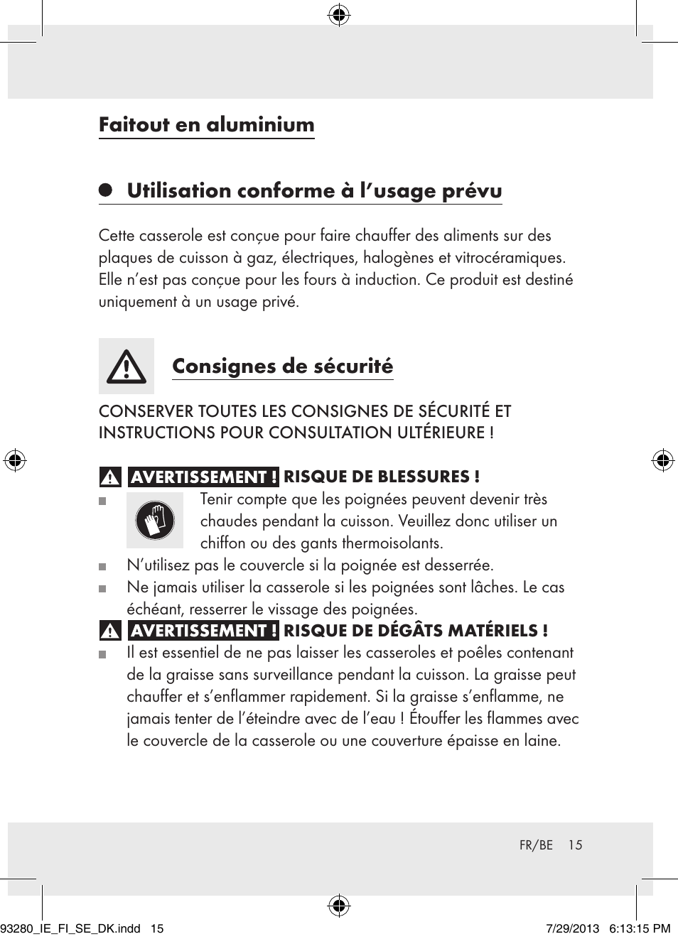 Consignes de sécurité | Ernesto H14270 User Manual | Page 15 / 24