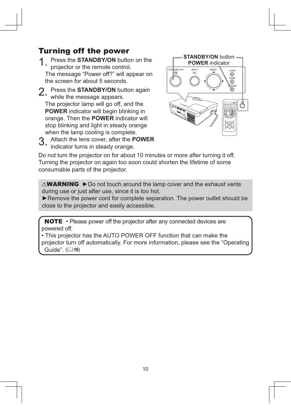 Turning off the power | Dukane Projector 8112 User Manual | Page 10 / 17