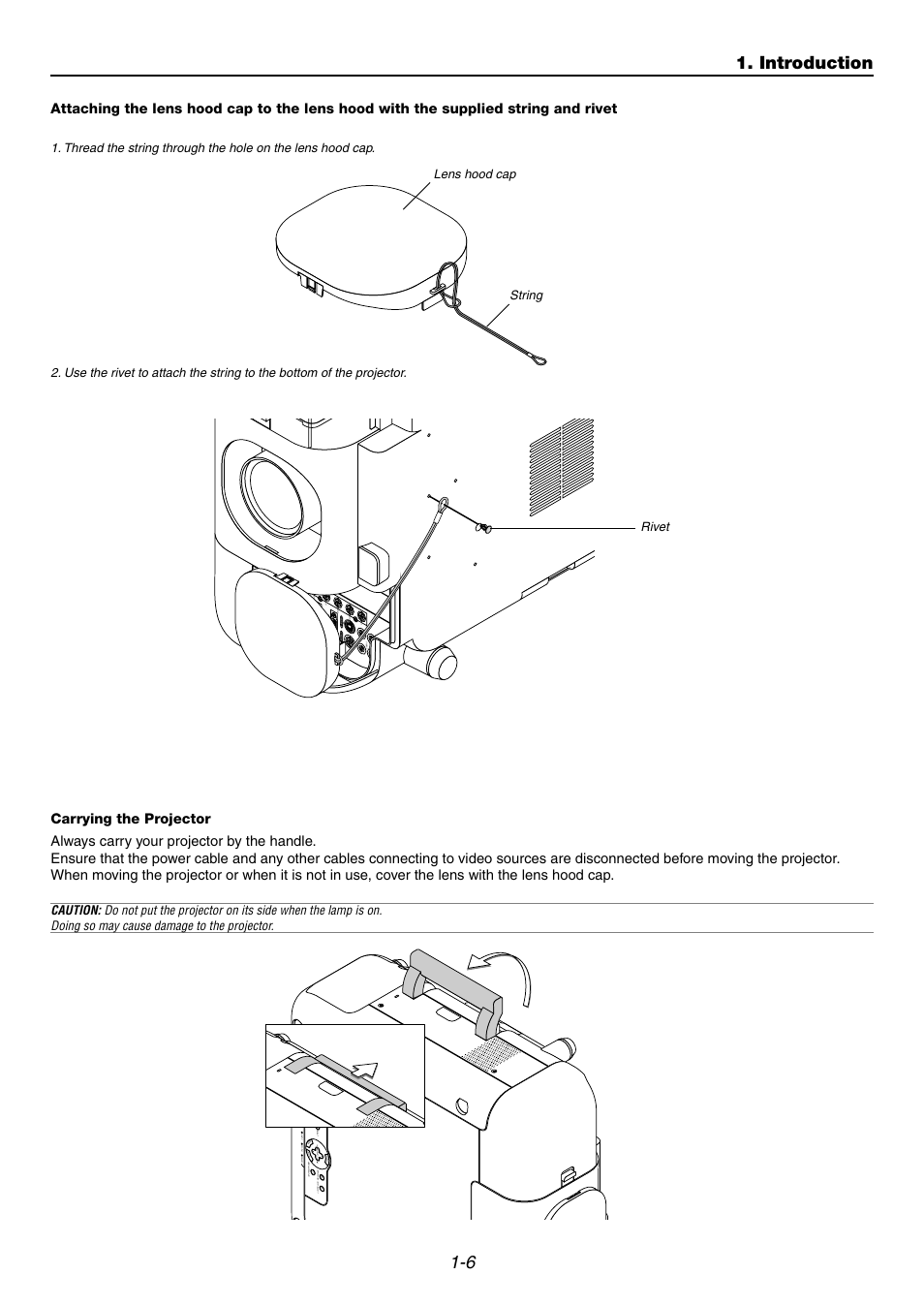 Carrying the projector, Introduction, Rivet | Dukane 9060 User Manual | Page 10 / 114