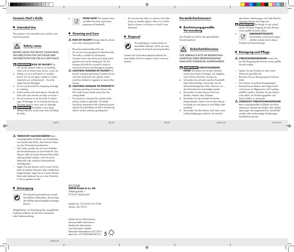 Ernesto Z31535A, Z31535B User Manual | Page 2 / 2