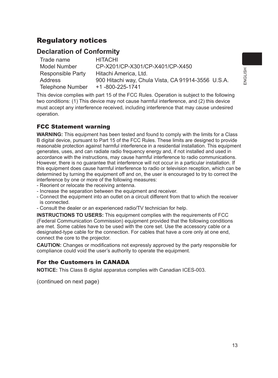 Regulatory notices declaration of conformity | Dukane 8913H User Manual | Page 13 / 16