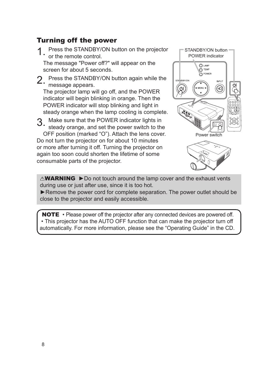 Turning off the power | Dukane 8913H User Manual | Page 8 / 16