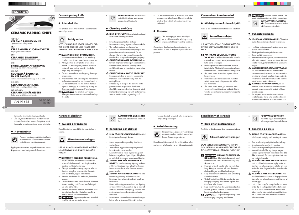 Ernesto Z31536A, Z31536B User Manual | 2 pages