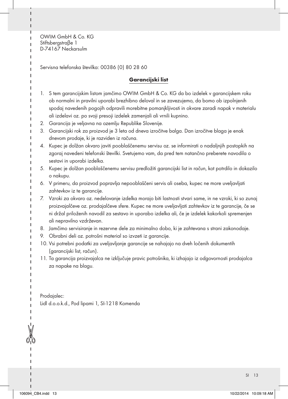 Ernesto Z17066 User Manual | Page 13 / 20