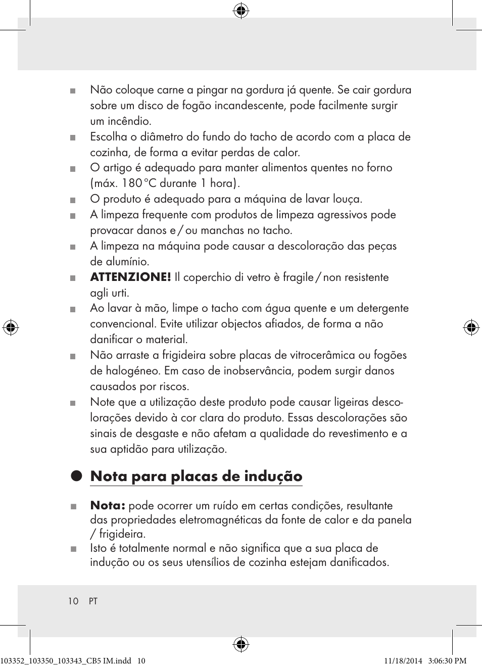 P nota para placas de indução | Ernesto 103352-14-01 User Manual | Page 10 / 18