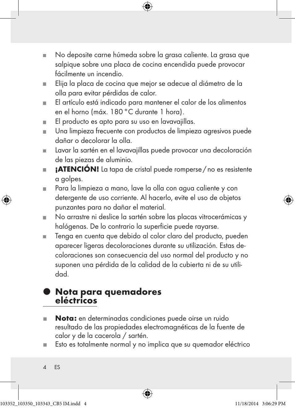 P nota para quemadores eléctricos | Ernesto 103352-14-01 User Manual | Page 4 / 18