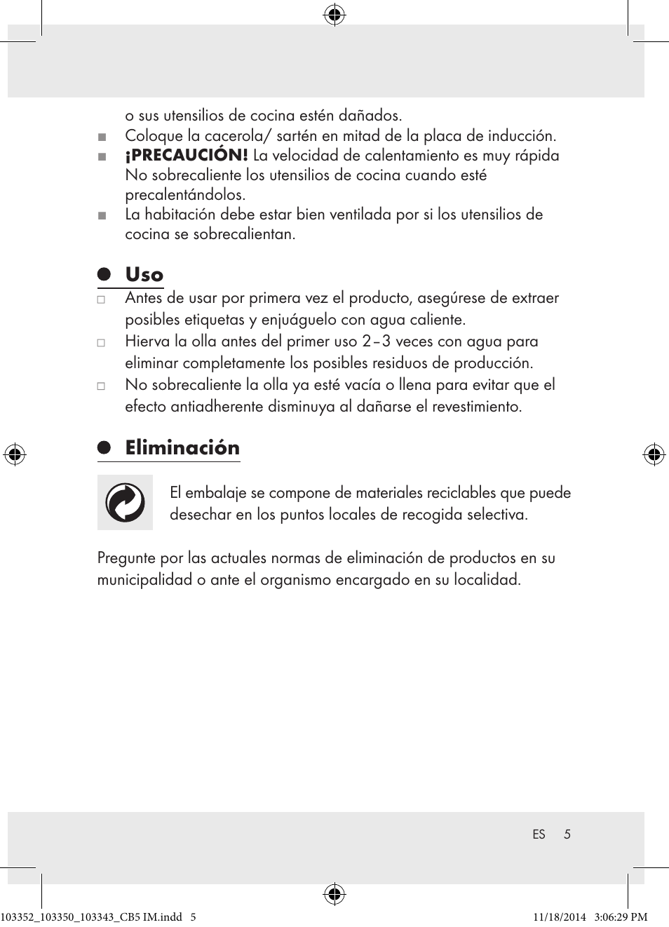 Eliminación | Ernesto 103352-14-01 User Manual | Page 5 / 18