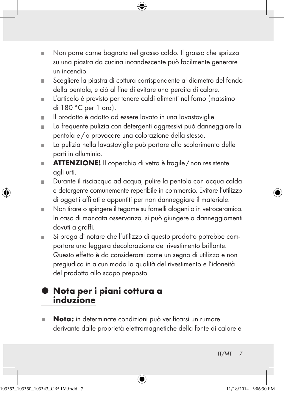 P nota per i piani cottura a induzione | Ernesto 103352-14-01 User Manual | Page 7 / 18