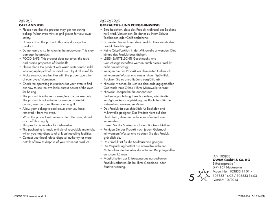 Ernesto 103833-14-0x User Manual | Page 2 / 2