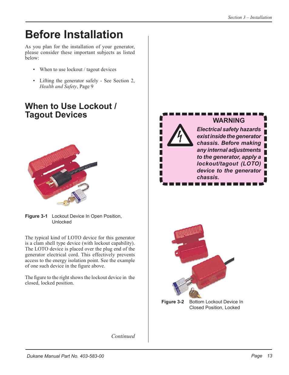 Before installation, When to use lockout / tagout devices | Dukane iQ Series ULTRASONIC POWER SUPPLY AL ISO 9001:2008 User Manual | Page 19 / 78