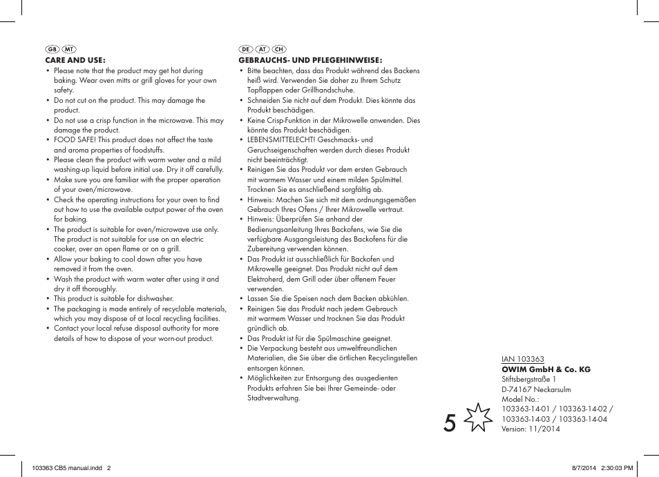 Ernesto 103363-14-0x User Manual | Page 2 / 2