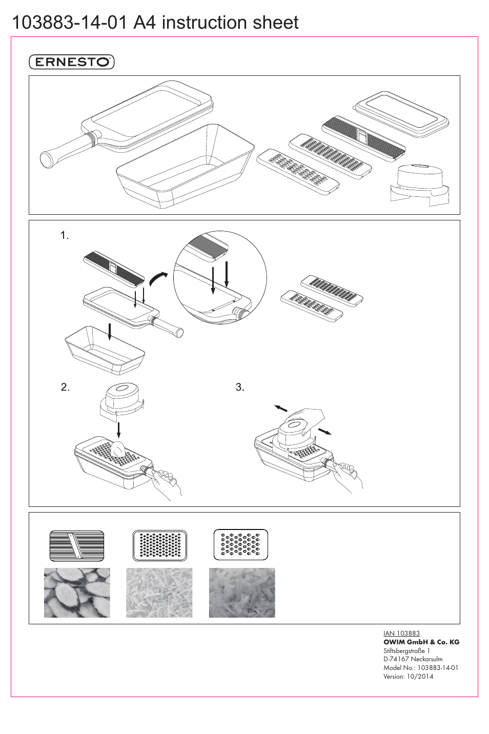 Ernesto 103883-14-01 User Manual | 1 page