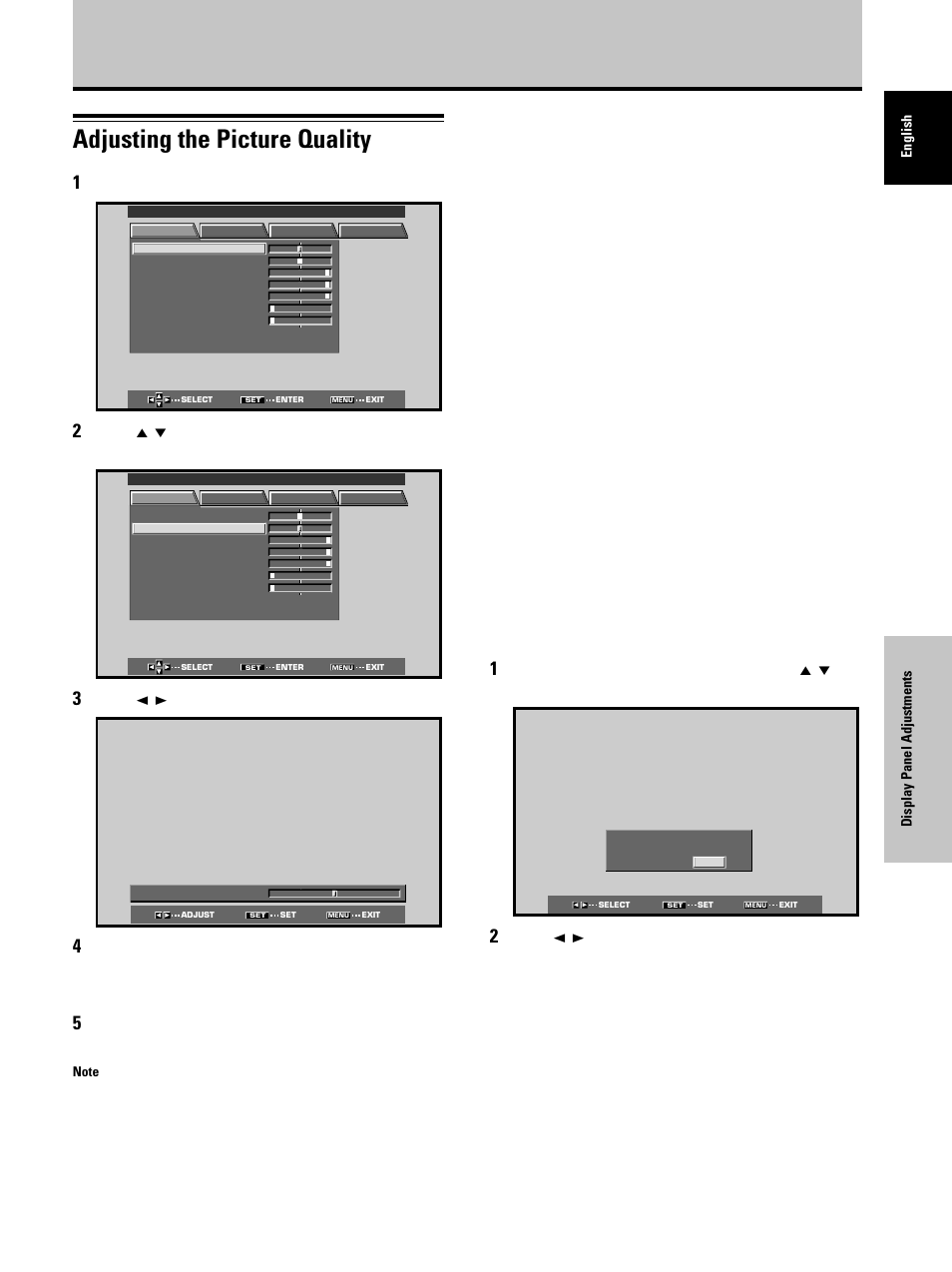 Display panel adjustments, Adjusting the picture quality | Dukane P50 User Manual | Page 29 / 42