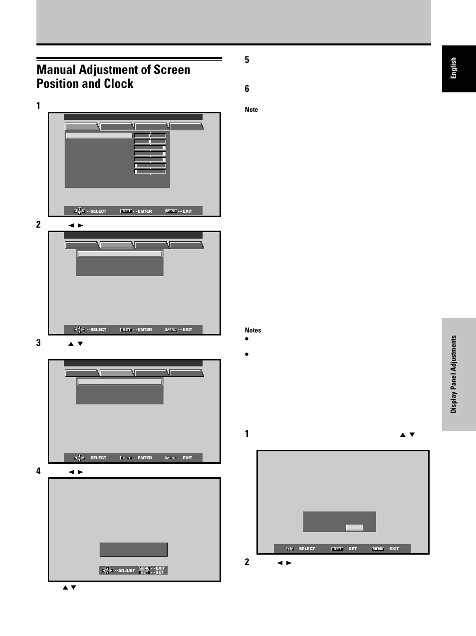 Manual adjustment of screen position and clock, Display panel adjustments | Dukane P50 User Manual | Page 31 / 42