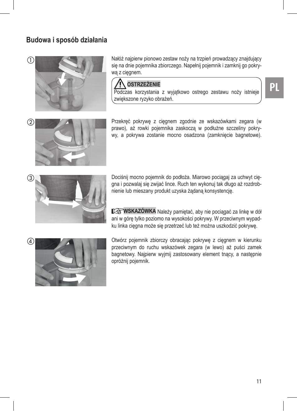 Budowa i sposób działania | Ernesto Mini Chopper User Manual | Page 11 / 44