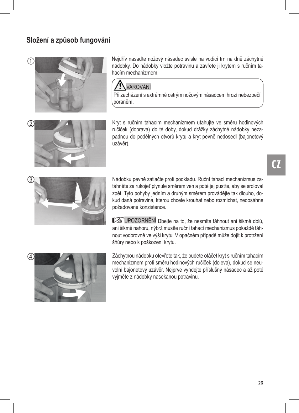 Složení a způsob fungování | Ernesto Mini Chopper User Manual | Page 29 / 44