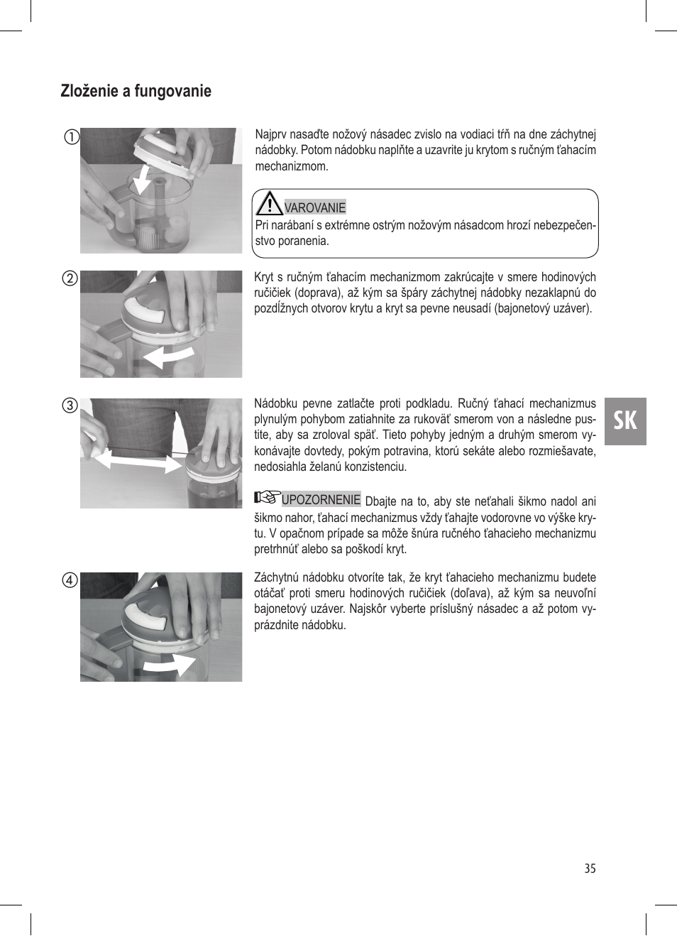 Zloženie a fungovanie | Ernesto Mini Chopper User Manual | Page 35 / 44