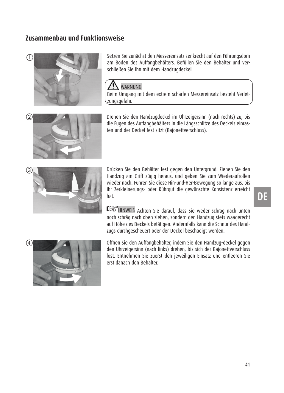 Ernesto Mini Chopper User Manual | Page 41 / 44